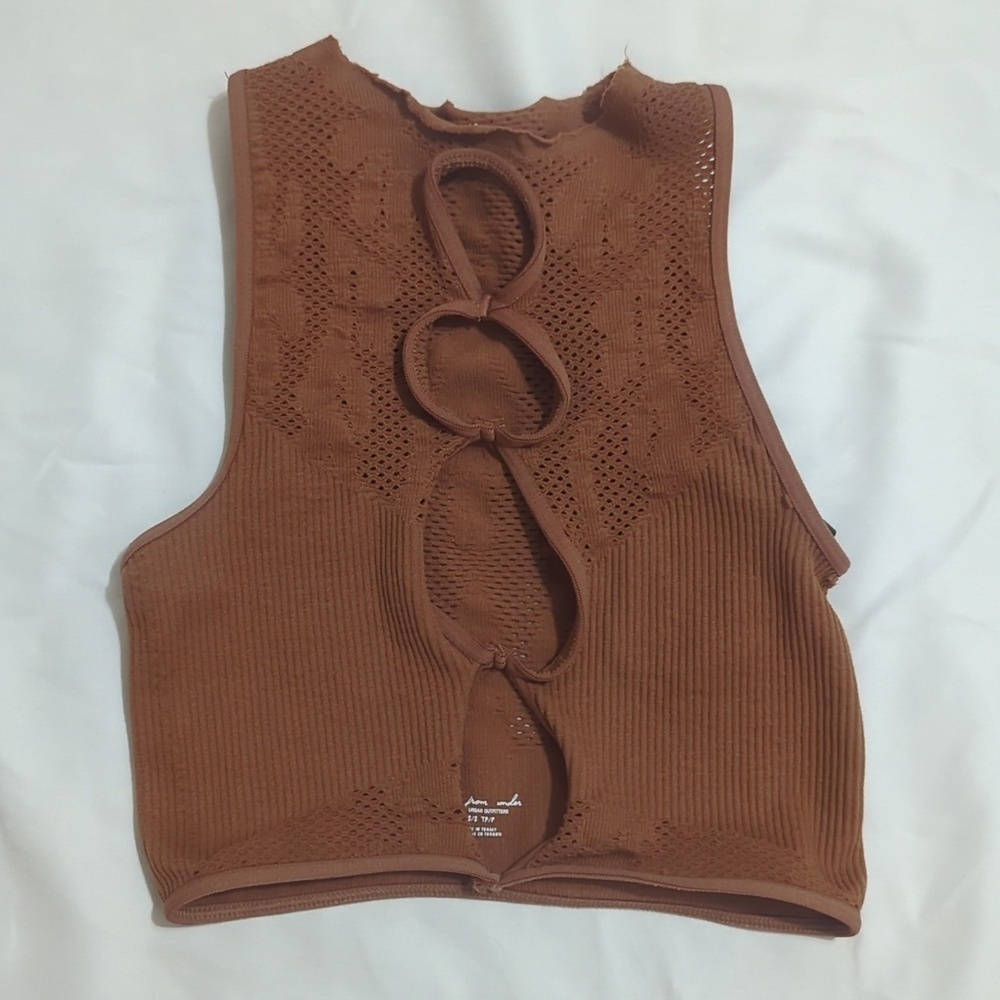 NWT Out From Under Sleeveless Cutout Top, Color Brown Size XS/S